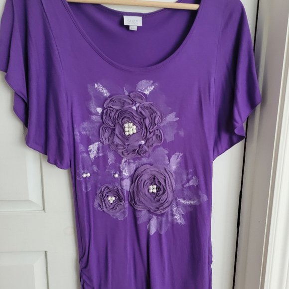Suzy Shier Purple Flower Tshirt - Picture 1 of 3